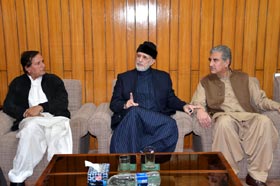 PTI leaders, Dr Tahir-ul-Qadri discuss electoral alliance, ECP reconstitution
