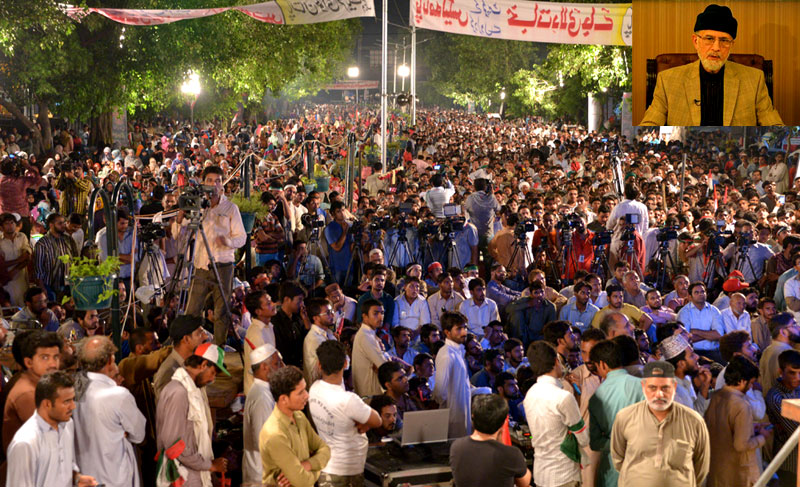 Dr Tahir-ul-Qadri addresses protest demonstrations in 105 cities