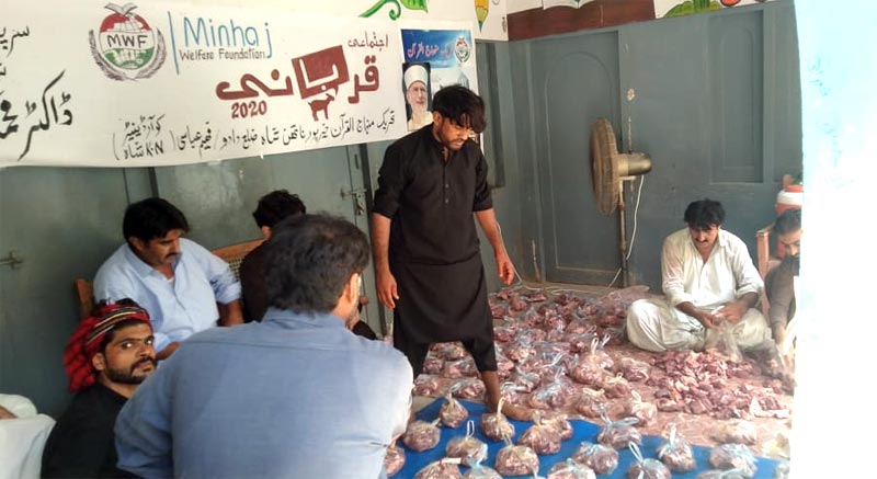 لوئر سندھ: منہاج ویلفیئر فاؤنڈیشن کے زیراہتمام اجتماعی قربانی، مستحقین میں گوشت کی تقسیم