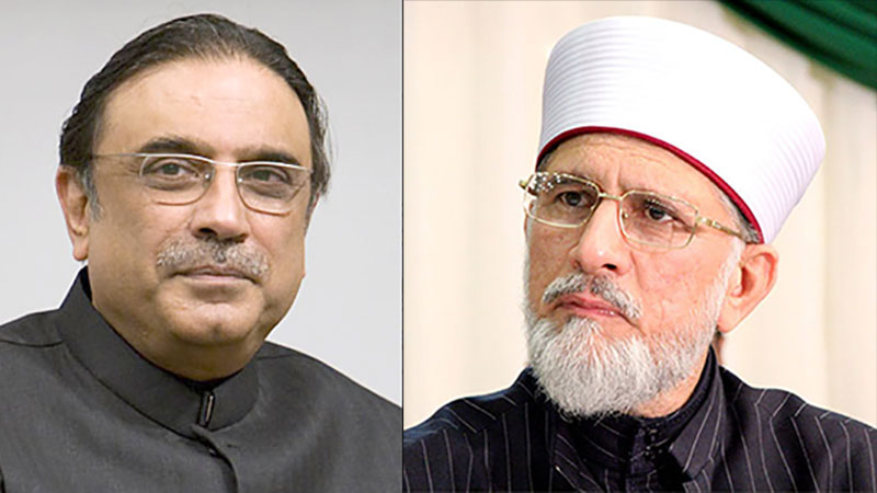 Former President Asif Zardari telephones Shaykh-ul-Islam