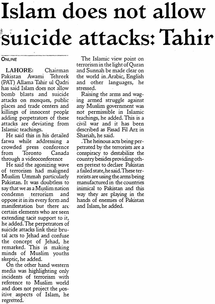 Minhaj-ul-Quran  Print Media CoverageDaily Post Page: 3