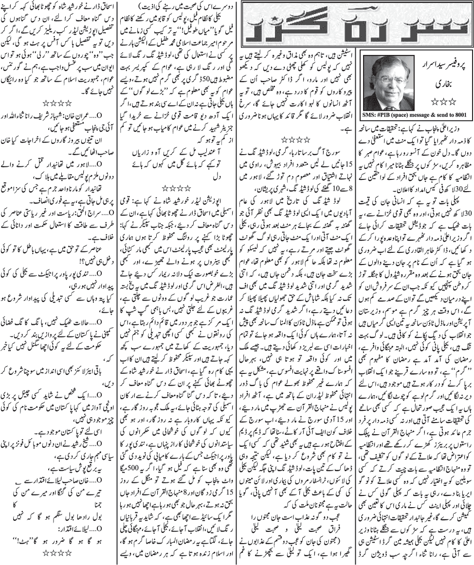 Print Media Coverage Daily Jang - Prof Syed Asrar Bukhari